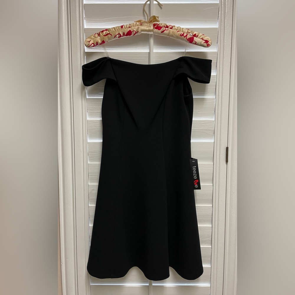 Teeze Me Black Off the Shoulder Dress - Size 5/6